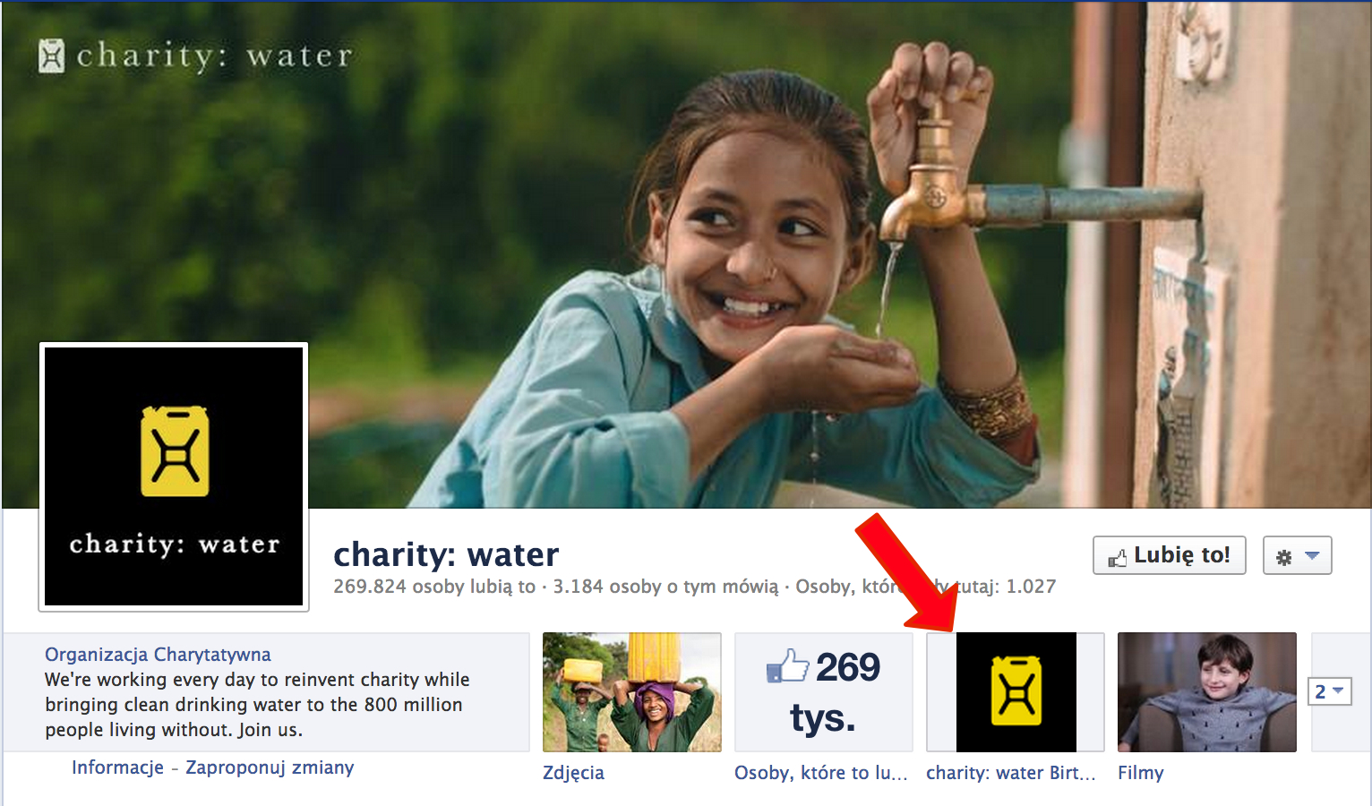 Fanpage Charity: water