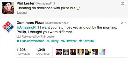 Przykłady tweetów - Dominoes Pizza - @DominoesPizza1