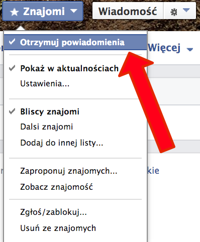 Powiadomienia o aktywności bliskich znajomych Powiadomienia o aktywności bliskich znajomych