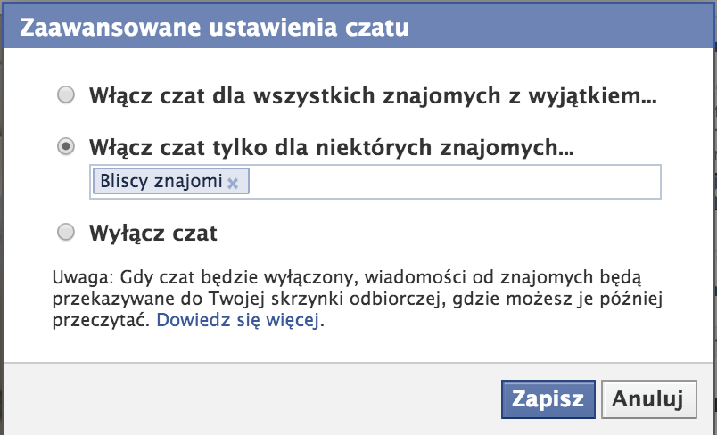 Wyłącz czas dla niektórych znajomych Wyłącz czas dla niektórych znajomych