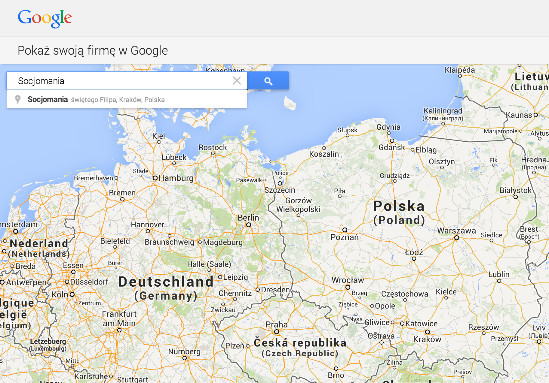 Znajdź firmę na mapie w Google Maps