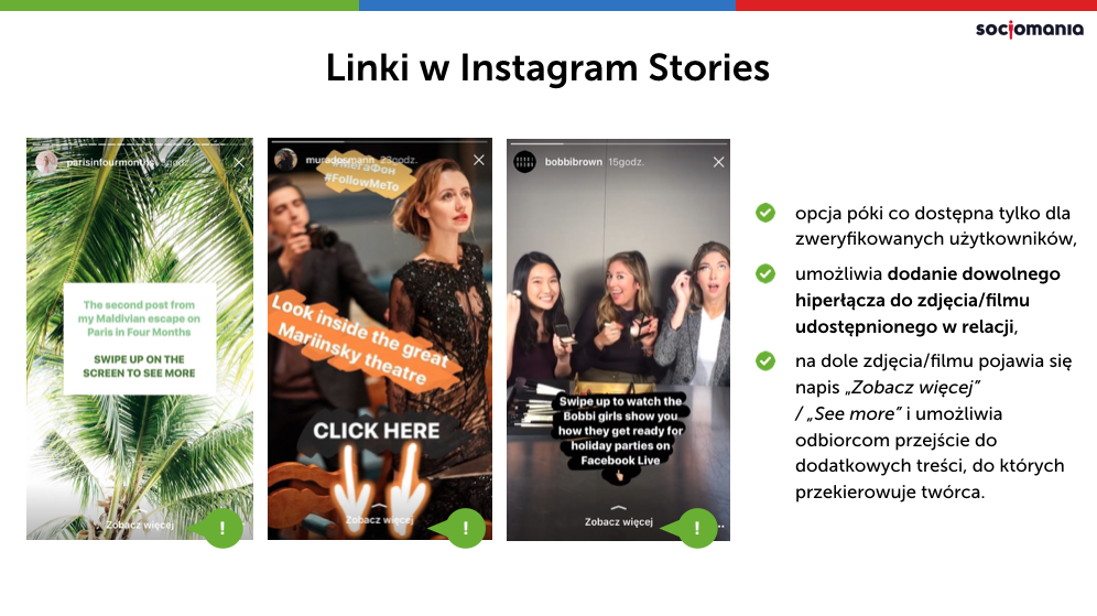 Instagram Stories linki i materiały dodatkowe