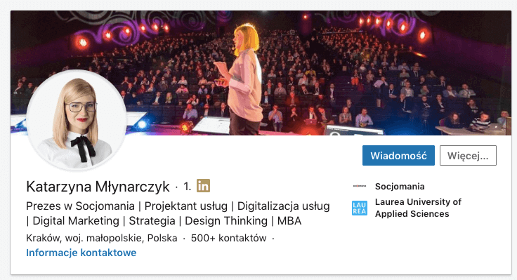 Profil osobowy na LinkedIn Katarzyna Młynarczyk