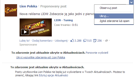 Ukrywanie postów od marek Ukrywanie postów od marek