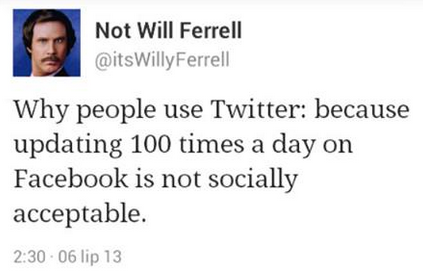 Not Will Ferrel o różnicach pomiędzy Facebookiem a Twitterem